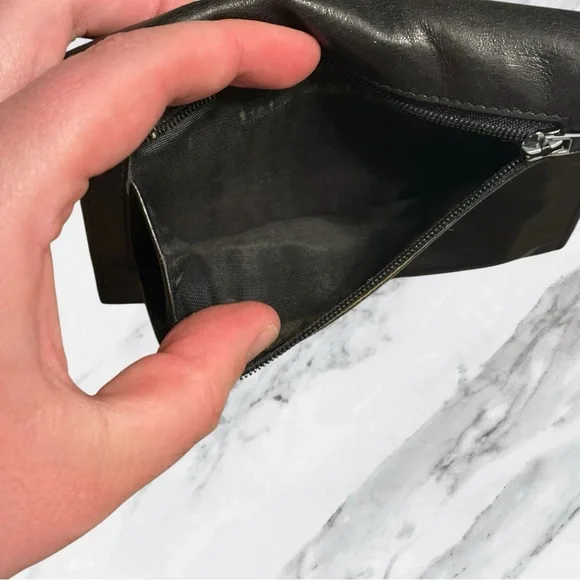 Prada Authentic Saffiano Black Leather Triangle Logo Trifold Continental Wallet - Picture 5 of 7